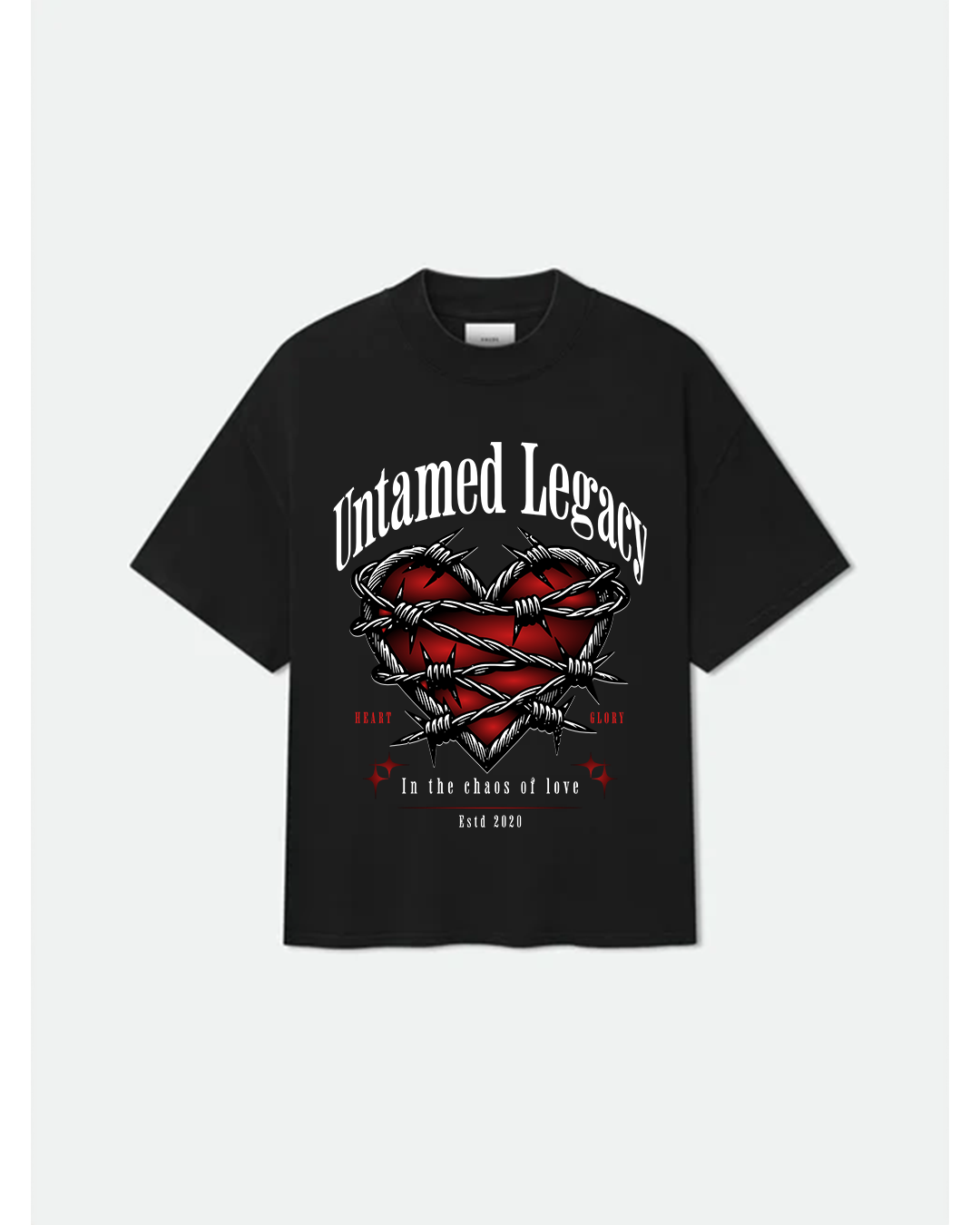 Untamed Legacy Barbed Wire Heart Tee – Gothic Streetwear T-Shirt for Men & Women