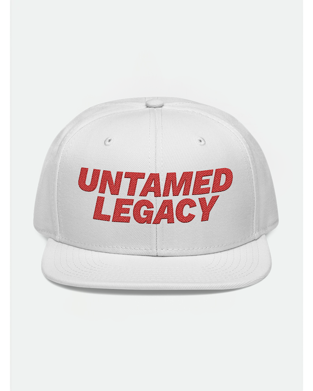 Untamed Legacy Classic Snapback – White Hat with Red Embroidered Logo