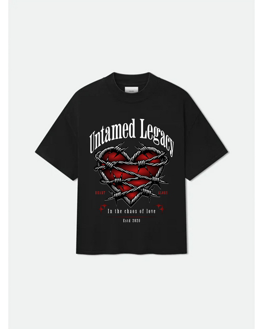 Untamed Legacy Barbed Wire Heart Tee – Gothic Streetwear T-Shirt for Men & Women