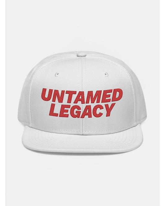 Untamed Legacy Classic Snapback – White Hat with Red Embroidered Logo
